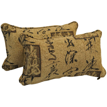 Corded Rectangular Jacquard Chenille Throw Pillow by Blazing Needles – 20" x 12", Chenille, Calligraphy, Pack of 2, Model 9811-CD-S2-JCH-CO-38