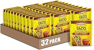 Old El Paso Hot & Spicy Taco Seasoning, 1 oz. (Pack of 32) | Extra Heat Compared to Our Mild Taco Seasoning, Seasons Ground Beef or Chicken, Also Works in Soups, Dips & Casseroles