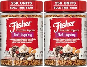 Fisher Mixed Nuts Ice Cream Topping, 5 oz, Peanuts, Almonds, Cashews, Walnuts, Brazil Nuts, Filberts, Pecans, Pistachios & Macadamias, Gluten-Free, No Added Sugars, Ice Cream, Yogurt, Salad Toppings