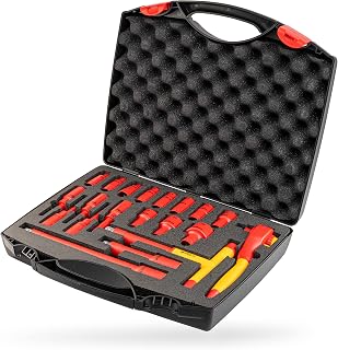 Wiha 43024 Insulated 1/2 Inch 20-Piece Ratchet Spanner Set Red Yellow 21