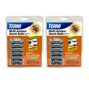 Multi-Surface Roach Bait Stations by Terro – 12 Bait Stations, Black, Pack of 2, Model T500SR