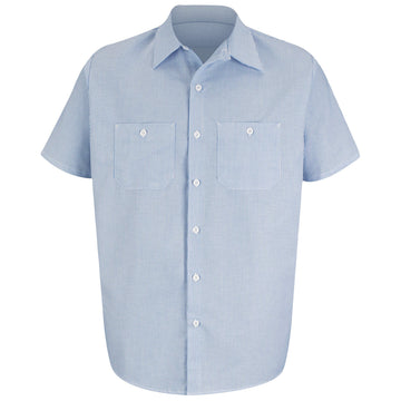 Men's Short Sleeve Industrial Stripe Work Shirt by Red Kap – Small, Polyester, Blue/White Stripe, Model SL20WB SS S