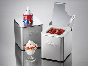 CSB-016W Countertop Cold Pan Box 1/6 Pan Enclosure with Hinged Lid w/ Hole & White Plastic Insert by Edlund – Stainless Steel, Model 79411