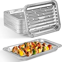 Stock Your Home Disposable Aluminum Foil Broiler Pan (10 Pack) for Oven - Durable Broiling Drip Trays with Ribbed Bottom Surface for BBQ Grill-Like Texture - 13x9 Inch Pans