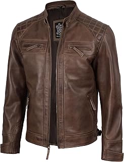 Real Lambskin Leather Jackets for Men with Zipper Closure