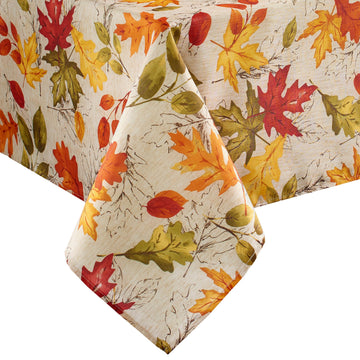 Threadmade Autumn Leaves Tablecloth, 60 x 84 Inch, Multicolor