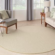 Nourison Home Courtyard Natural 8' x Round Area Rug - Easy Clean, Non Shedding, Bed Room, Living Room, Dining Room, Kitchen (8' x Round)