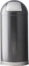 Witt Industries 15DTSVN Steel 15-Gallon Standard Dome Top Indoor Waste Receptacle with Galvanized Liner and Push Door, Round, 15" Diameter x 35" Height, Silver