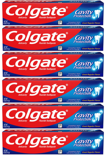 Cavity Protection Toothpaste with Fluoride - 4 Ounce (Pack of 6) by Colgate – 4 Ounce (Pack of 6), Pack of 6