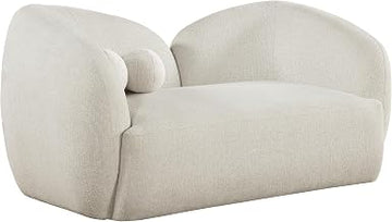 Meridian Furniture 107Cream-L Elowen Collection Modern | Contemporary Loveseat with Soft Polyester Interwoven Fabric, Curved Back, Solid Wood Frame, 68" W x 36.5" D x 33" H, Cream