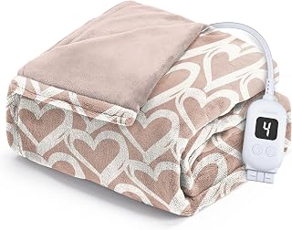 Sunbeam Heated Throw Blanket Royal Posh 4 Heat Hearts Rose 50x72