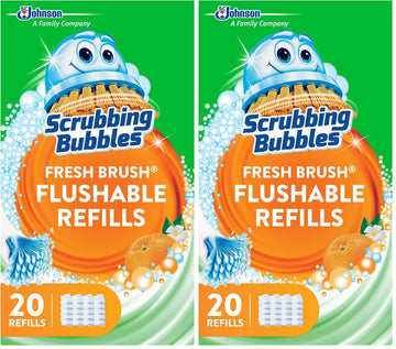 Flushable Toilet Bowl Wand Cleaner Refills by Scrubbing Bubbles – 20 Count (Pack of 2), Pack of 2, Model 301802