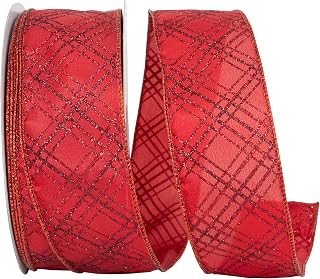 Reliant Ribbon 92306W-908-40K Scarlet Crisscross Value Wired Edge Ribbon, 2-1/2 Inch X 50 Yards, Scarlet