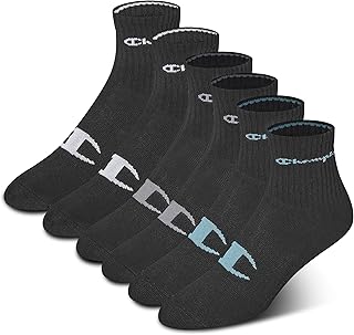 Champion Women's High Quarter Socks – 6-pack Cushioned Athletic Socks With Moisture-wicking, Arch Support (Size 5-9)
