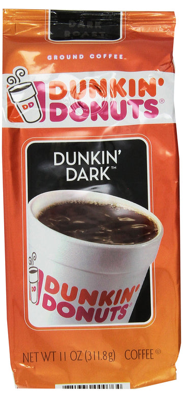 Donuts Dunkin' Dark Dark Roast Ground Coffee 11 Oz – 132 Ounce (Pack of 1), Pack of 12