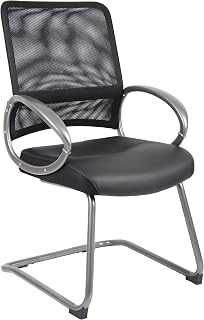 Boss Office Products Mesh Back Guest Chair with Pewter Finish in Black, 250 lb.