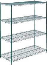 Nexel Poly-Green Adjustable Wire Shelving Unit, 4 Tier, Heavy Duty Commerical Storage Organizer Wire Rack, 24" x 60" x 74", Green