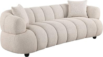 Coaster Home Furnishings - Whitney - Wood and Fabric - Upholstered Sofa with Channel Tufting, Curved Profile, and Rounded Arms - Living Room - Pebble - 503721