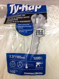 Thomas & Betts TY25M Cable Tie 50lb 7" Natural Nylon with Stainless Steel Locking Device Bulk Pack (