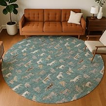 Addison Rugs Chantille ACN2521 Basil 8' x 8' Indoor/Outdoor, Machine Washable, Easy Clean, Non Shedding, Bedroom, Living Room, Dining Room, Kitchen, Patio Round Rug