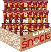 Baked Lay’s Potato Chips, Barbecue, 1.125 oz Bags, (64 Pack), 50% Less Fat, Gluten Free, No Artificial Flavors, No Colors from Artificial Sources