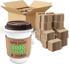 Stock Your Home 1000 Count Coffee Cup Sleeves for Hot and Cold Drinks 10–24 oz, Recyclable Disposable Coffee Sleeves, Drink Cup Sleeves for Everyday Use, Caterers and Coffee Shops