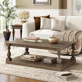 Vintage Coffee Tables for Living Room, Mesa de Centro Coffee Table | Artistic vase column legs, premium pine veneer, solid rubberwood, sturdy construction, easy assembly, perfect for coffee