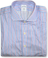Brooks Brothers Mens Regent Fit All Cotton Mixed Stripes Point Collar Dress Shirt,