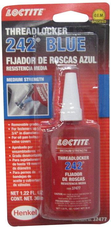 492140 Thread Locker by Loctite – 21.082 cm x 1.27 cm x 10.16 cm, Silicone, Blue, Model LOC492140