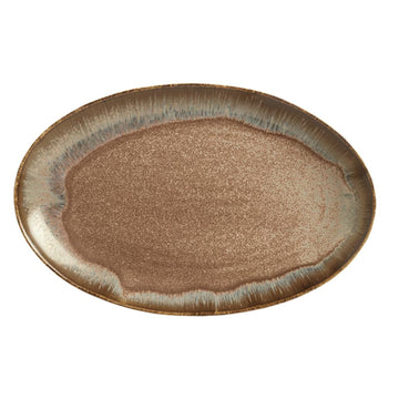 Libbey HEDON Hedonite Porcelain Platter, 12" Long, 12/Case - Brown