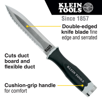 Klein Tools DK06 Serrated Duct Knife, 10 3/4" Long, Black - Default Title