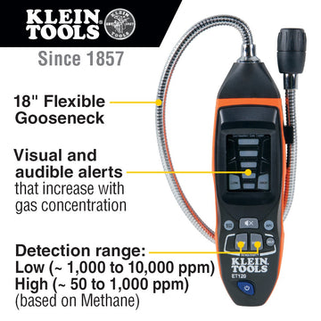 Klein Tools ET120 Gas Leak Detector, 1 3/4" x 28 5/16" - Default Title