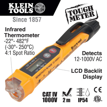 Klein Tools NCVT-4IR Thermometer, 1 1/4" x 6 1/4", 12 - 1,000V - Default Title