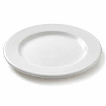 Acopa Bright White Wide Rim Stoneware Plate, 9 5/8" Diameter