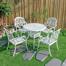 Hi-Line Gift Ltd. Elegant White- All-Weather Cast Aluminium Bistro Ensemble