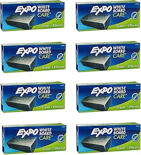 EXPO 81505 Block Eraser Dry Erase Whiteboard Board Eraser, Soft Pile, 5 1/8 W x 1 1/4 H - Pack of 8