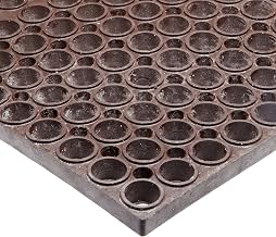 Notrax T12 San-Eze® 39" x 19.5" Nitrile Rubber Drainage Floor Mat | MicroStop® Anti-Fatigue, Non-Slip Surface, Grease-Resistant Heavy-Duty Commercial Kitchen Mat, Brown, T12S3919BR