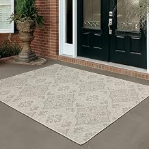 Oriental Weavers Portofino Indoor/Outdoor Rug - 2805W - 6'7" x 9'2" - in Ivory/Grey - Moroccan Style, Water, Stain and Fade Resistant, Hose Clean, Patio, Outdoor Living Area Rug