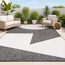 JONATHAN Y Abstract Two-Tone Indoor Outdoor Area Rug 3X5 Black/Cream, Lucian Modern Geometric for Backyard, Patio, Porch, Easy-Cleaning, High Traffic, Pet-Friendly, Non-Shedding (TSN302A-3)