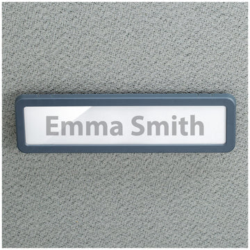 Verticalmate Name Plate by Officemate – 1 Pack, Plastic, Gray, Model 29222
