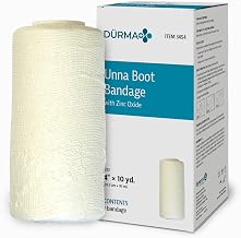 Dynarex Dürma+ Unna Boot Bandage with Zinc Oxide - Maintains Moist Environment and Provides Compression for Leg Ulcers, Edema, Sprains - 4" x 10 yds - Box of 1 Roll