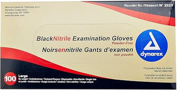Dynarex Safe-Touch Black Nitrile Exam Gloves, Powder-Free, Large, 1 Box of 100 Gloves, Black, Large