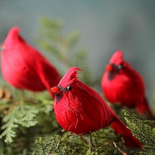 Factory Direct Craft Pack of 12 Bright Red Artificial Cardinal Birds with Clips - Cardinals for Holiday DIY Crafts, Wreath Accents, and Christmas Tree Ornament Decorations (3" L x 2-1/4" H)