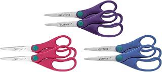 Acme United Junior E-20554 00 Scissors Sharp 13 cm Pack of 6 Assorted Colours Pink/Purple/Blue