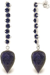 14K Solid Gold Natural Sapphire Briolette Drop Earrings for Women - September Birthstone, Stone of Wisdom & Truth, Fine Jewelry for Women