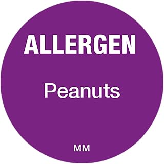 DayMark Removable 1" Circle Allergen Label, "Peanuts", Purple (Roll of 1000)