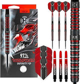 Harrows Wolfram Infinity Steel Tip Tungsten Darts Set – 90% Tungsten – 21g, 22g, 23g, 24g, 25g, 26g – Includes Supergrip Fusion Shafts & Prime Flights