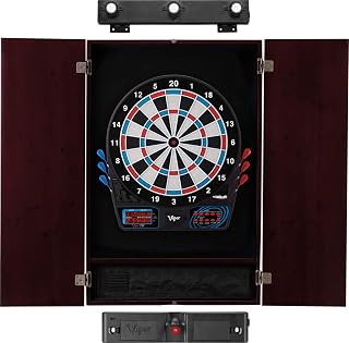 Viper 777 Electronic Dartboard, Metropolitan Mahogany Cabinet, Laser Throw Line Marker & Shadow Buster Dartboard Lights