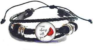 Cardinal Bangle - Red Modern Bangle with Beaded Chain - Sympathy Gift - I Am Always with You - Grief Jewelry - 7 inches