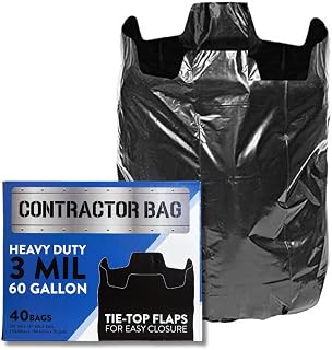 Inteplast 55-60 Gallon Contractor Garbage Bag, 37 x 53 inches, 3 Mil thickness, Black, 40 count | CB6030K